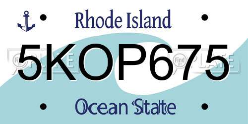 5KOP675 Rhode Island License Plate