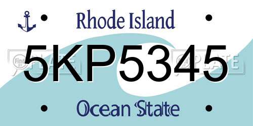 5KP5345 Rhode Island License Plate