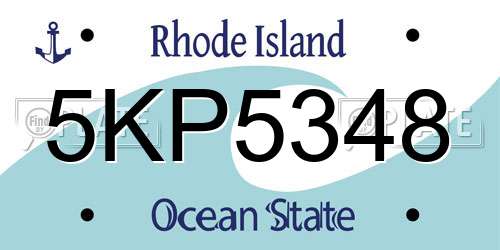 5KP5348 Rhode Island License Plate