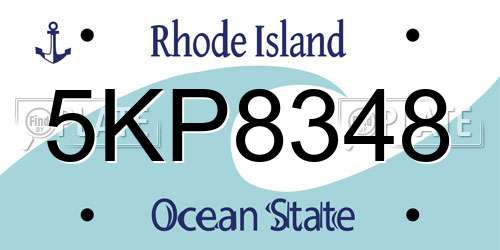 5KP8348 Rhode Island License Plate