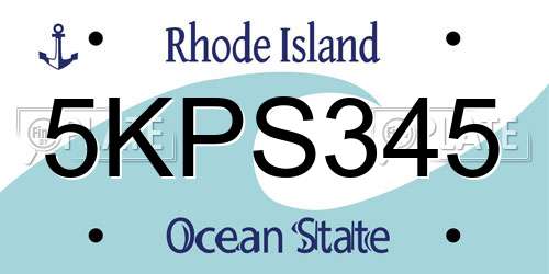 5KPS345 Rhode Island License Plate