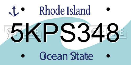 5KPS348 Rhode Island License Plate