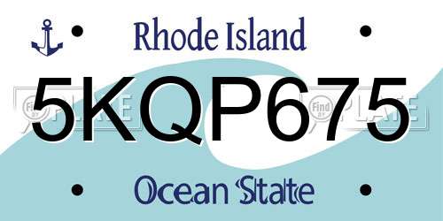 5KQP675 Rhode Island License Plate