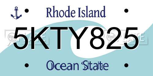 5KTY825 Rhode Island License Plate