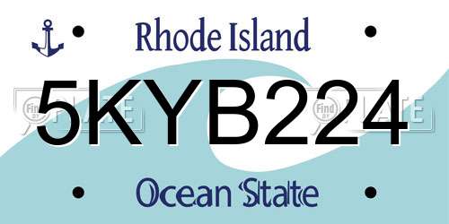5KYB224 Rhode Island License Plate