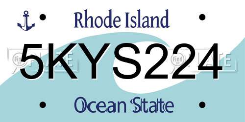 5KYS224 Rhode Island License Plate