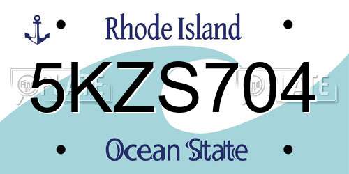 5KZS704 Rhode Island License Plate