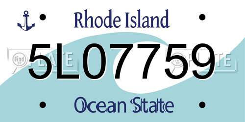 5L07759 Rhode Island License Plate