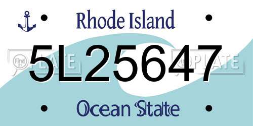 5L25647 Rhode Island License Plate