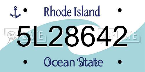 5L28642 Rhode Island License Plate