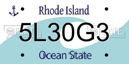 5L30G3 Rhode Island License Plate