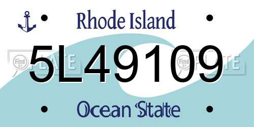 5L49109 Rhode Island License Plate