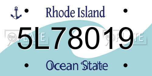 5L78019 Rhode Island License Plate