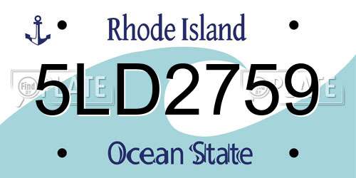 5LD2759 Rhode Island License Plate