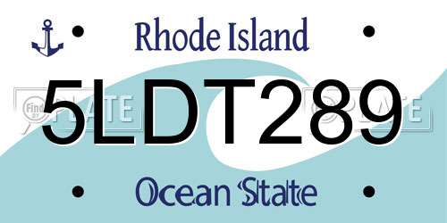5LDT289 Rhode Island License Plate