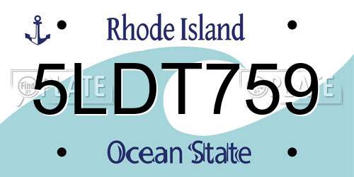 5LDT759 Rhode Island License Plate