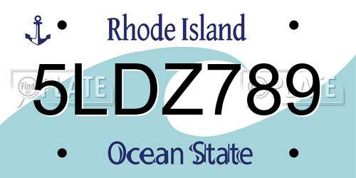 5LDZ789 Rhode Island License Plate