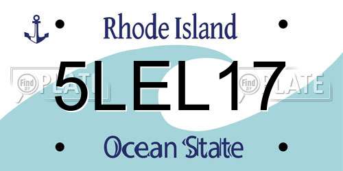 5LEL17 Rhode Island License Plate