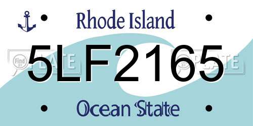 5LF2165 Rhode Island License Plate