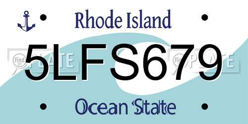 5LFS679 Rhode Island License Plate
