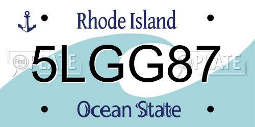5LGG87 Rhode Island License Plate