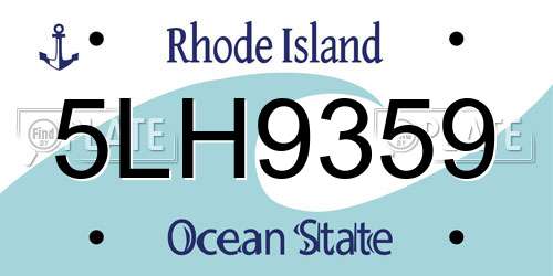 5LH9359 Rhode Island License Plate