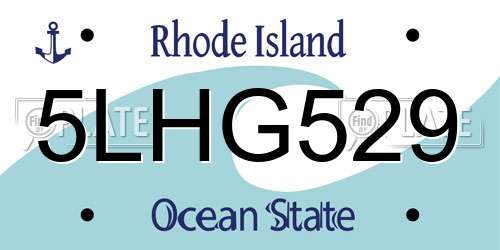 5LHG529 Rhode Island License Plate