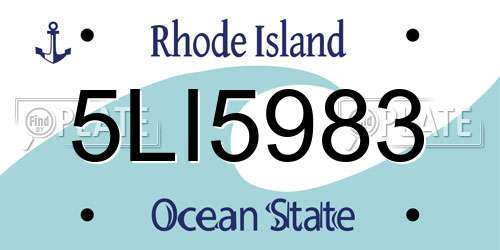 5LI5983 Rhode Island License Plate