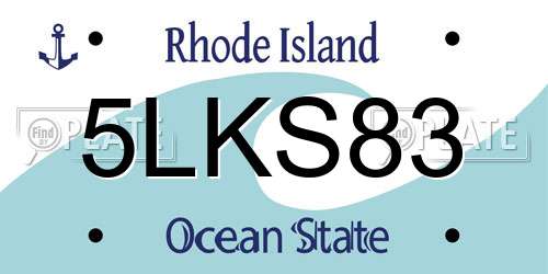 5LKS83 Rhode Island License Plate