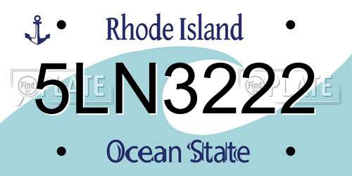 5LN3222 Rhode Island License Plate