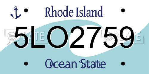 5LO2759 Rhode Island License Plate