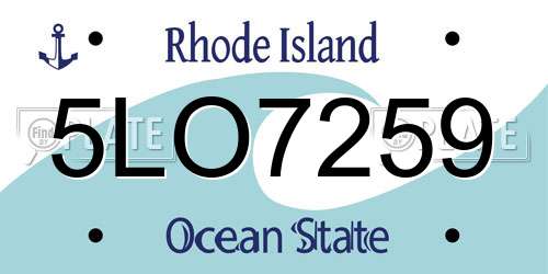 5LO7259 Rhode Island License Plate