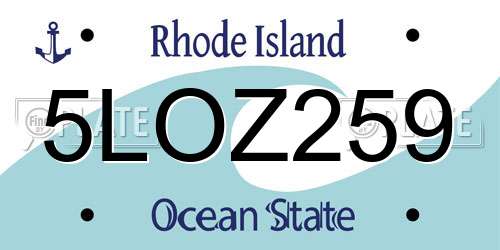 5LOZ259 Rhode Island License Plate