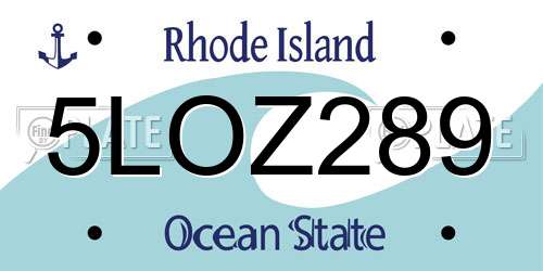 5LOZ289 Rhode Island License Plate