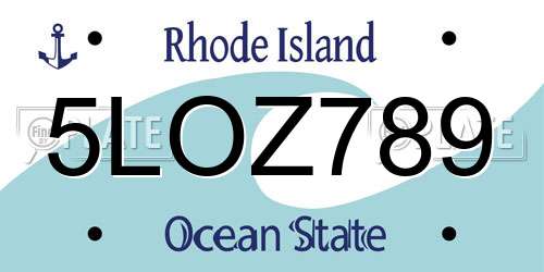 5LOZ789 Rhode Island License Plate