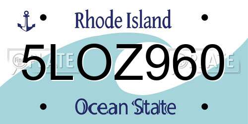 5LOZ960 Rhode Island License Plate