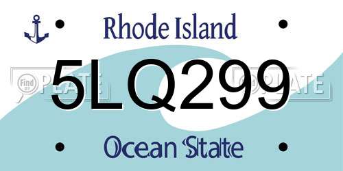 5LQ299 Rhode Island License Plate