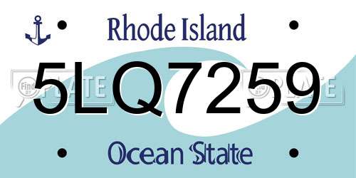 5LQ7259 Rhode Island License Plate