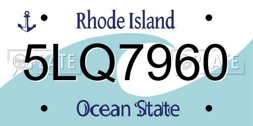 5LQ7960 Rhode Island License Plate