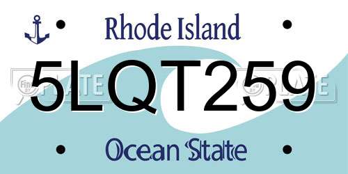 5LQT259 Rhode Island License Plate