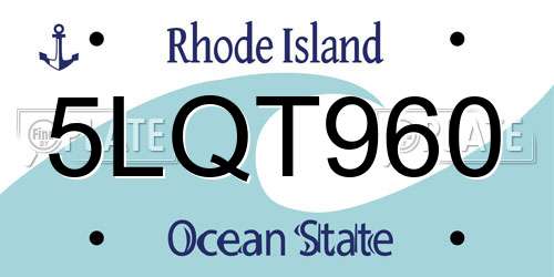 5LQT960 Rhode Island License Plate