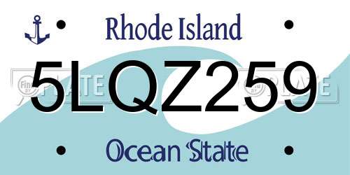 5LQZ259 Rhode Island License Plate