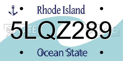 5LQZ289 Rhode Island License Plate