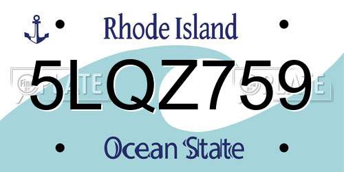 5LQZ759 Rhode Island License Plate