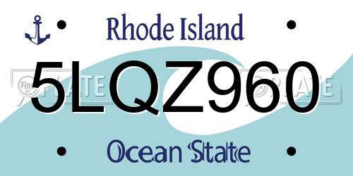 5LQZ960 Rhode Island License Plate
