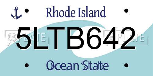 5LTB642 Rhode Island License Plate