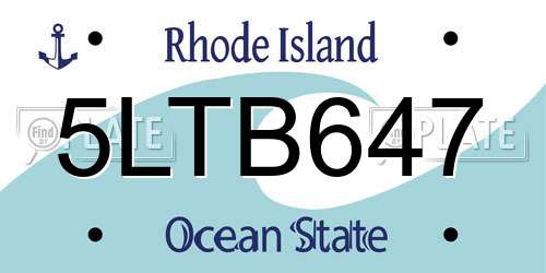 5LTB647 Rhode Island License Plate