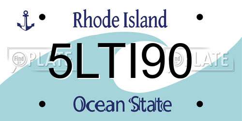 5LTI90 Rhode Island License Plate