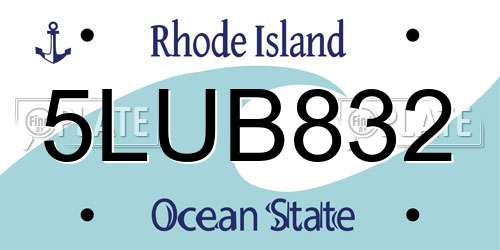 5LUB832 Rhode Island License Plate