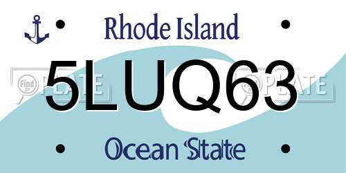 5LUQ63 Rhode Island License Plate